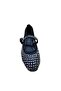 Women's Flat Non-Slip Sole Elastic Strapped Stoned Perforated Ballerinas - 6