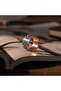 Copper Blue Red Ethnic Floral Pattern Wide Form Adjustable Ring - 5