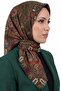 Women's Olive Green Paisley Patterned Flared Twill Scarf