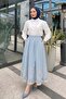 Sequin and Embroidery Detailed Skirt 2329 - Baby Blue - 3