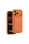 iPhone 17 Pro/18 Pro Compatible Case Suedea Leather Cover with Business Card Holder and Stand - Orange
