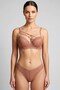 Women's Dusty Rose Cross-Striped Lace Underwire Non-Padded Bra Set