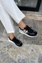 Lego detailed 100% genuine leather women's sports shoes black - 3