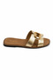Lume Genuine Leather Slippers with Gold Buckle