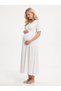 New Season Ecru Double-Breasted Collar with Breastfeeding Feature Summer Short Sleeve Special Design 100% Cotton Maternity Nightgown - 7