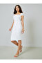 White Square Neck Bodycon Knee Length Dress - 3