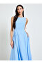 Blue Sleeveless Pocketed Midi Dress - 2