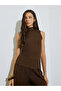 Brown High Neck Textured Knit Top - 3
