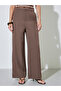 Tan Solid Wide Leg Trousers - 2