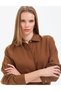 Brown Oversize Long Sleeve 100% Linen Shirt 50321208-Vr029 - 2
