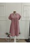Women's Short Sleeve V-Neck Short Linen Dress - 4