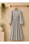Hijab Daisy Gray High Neck Flared Dress