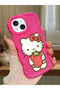 iPhone 14 Plus Compatible Case with Camera Protector Red Silicone Couple Phone Case Kitty Pattern