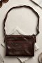 Women's Brown Accessory Detailed 3-Compartment Leather Look Minimalist Shoulder Bag