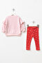 Baby Girl Top and Bottom Set with Tights and Ruffle Detail, Printed - 3