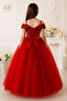 Girl's Sequined Princess Evening Dress with Off-Shoulder Detail - 2