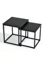 Migue home Set of 2 Nesting Square Coffee Table for Living Room, Side Table, Easy Assembly, Black Color - 7