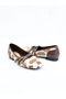 Women's Genuine Leather Ballerinas Brown White Leopard - 3