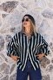 Emerald Standard Size Striped Oversize Shirt