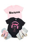 Black Pink Printed 2-Piece Set Girls' T-Shirt, 100% Cotton Soft Fabric