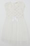 Girl's Dress with Sequins, Tulle and Flower Accessories, 4-8 Years Old, Ecru - 3