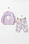 Baby Girl Top and Bottom Set with Floral Pattern Print - 2