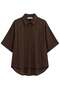 1030 Women's Cotton Striped Slightly Transparent Short Sleeve Oversize Shirt Brown - 2