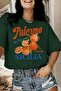 Palermo Sicily Orange Themed Crew Neck Cotton Oversize T-Shirt
