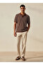 Men Short Sleeves Striped Johnny Collar Polo T-shirt - 3