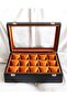 15-Piece Premium Watch Box, Black Faux Leather Covered, Custom Production, Handmade - 2