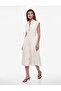Cotton Sleeveless Buttoned Shirred Waist Accent Midi Length Poplin Shirt Dress - 2