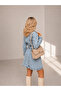 Ice Blue Long Sleeve Ripped Detailed Denim Jeans Dress - 4