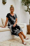 Black-And-White V-Neck Short-Sleeved Patterned Casual Viscose Woven Dress 113 64 - 4