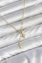 Brass Gold Color Zircon Stone Minimal Dangle Pole Star Model Women's Necklace -