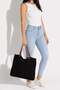 Women's Knitwear Shoulder Bag with Leather Strap Daily Stylish Steel Knitwear Bag 1617 Black - 3
