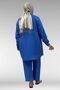 67062 Plus Size Drawstring Detailed Double Tensel Pants Set - Indigo - 7