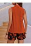 Women's Sleeveless V-Neck Floral Patterned Blouse and Shorts Two-Piece Set - 4