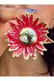 Gold Red Enamel Sunflower Antiallergic Non-Tarnish Ultra Light Earrings - 4