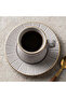 Hamid 12-Piece Ceramic Cup & Saucer Set – Light Gray with Gold Rim | 6 Cups & 6 Saucers - 2