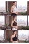 Women's Black-Brown-Ecru One-Shoulder Diver Bustier Crop Beach Sea Casual Summer Combination - 4