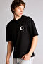 100% Cotton Boxy Fit Printed Short Sleeve Black T-Shirt G3218Ax26Sp - 3