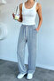 Navy Blue Women's Waterway Patterned Elastic Waist Trousers - 2