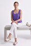 Alya Purple Perforated Genuine Leather Sleeveless Blouse - 4