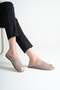 Women's Genuine Leather Perforated Daily Comfortable Slippers - Mink Suede