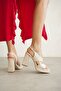 Beige Women's Heeled Platform Sandals Tr12My04C - 6
