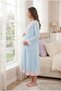 Women's Blue Pink Ruffled Maternity Nightgown and Dressing Gown Set - Maternity Pajama Set - 2