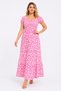 Women's Large Size Pink, Gipe Elastic, Knitted Viscose Fabric, Short Sleeve, Long Dress 65N39580