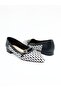 Woman's genuine leather flat shoes black white - 3