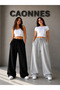 2-Piece Women's Sweatpants (Black-Grey) Oversize Baggy Loose Legs