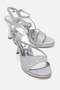 Women's Stoned Single-Heel Painted Platform Heeled Sandals Silver Glitter